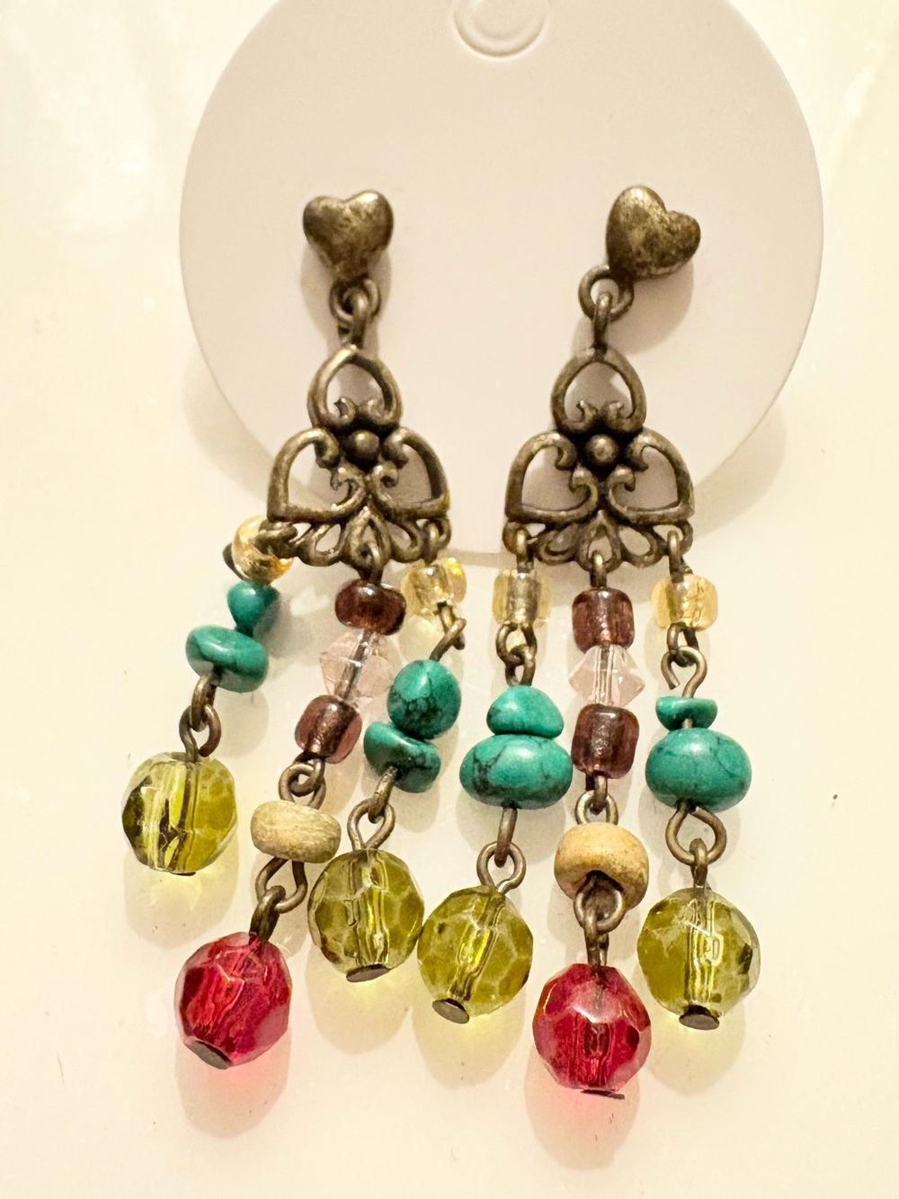 Premier Designs Bohemian Multicolor Beaded Dangle Earrings Antique Chandelier